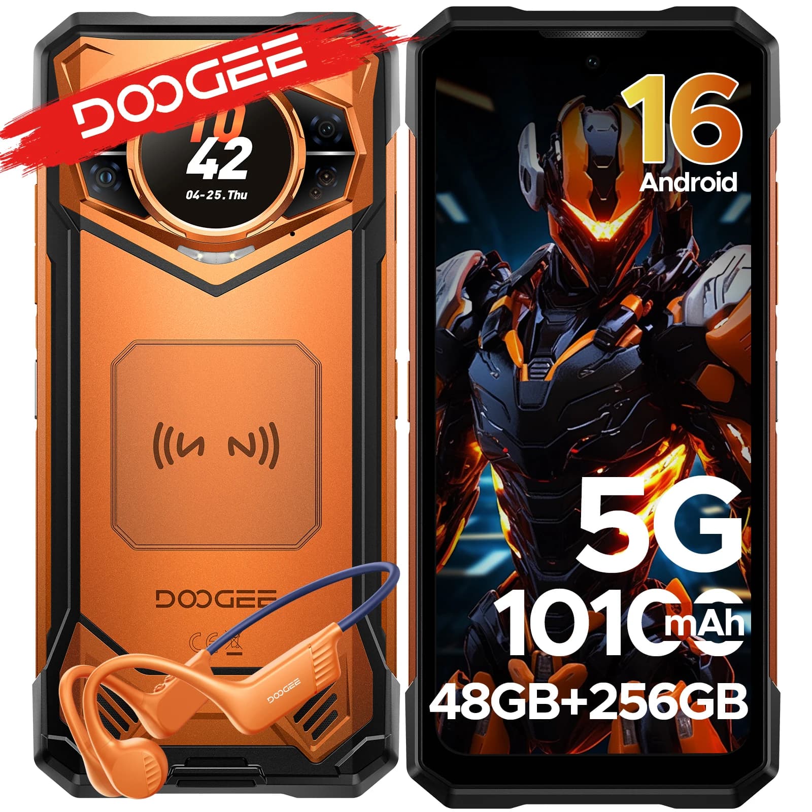 Version Globale DOOGEE S200 5G Téléphone Robuste 32 Go 256 Go Écran AMOLED Arrière de 1,32 pouces Batterie 10100 mAh Caméra IA 100 MP Smartphone