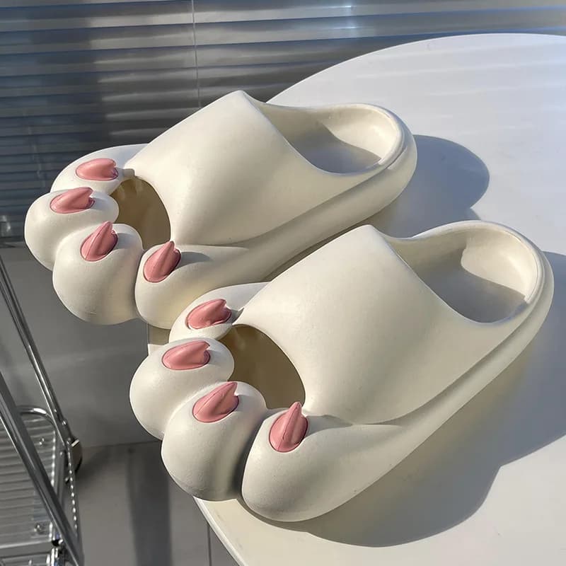 Nouveauté chat griffe pantoufle pour femmes nouvel été en plein air diapositives chaussures drôle dessin animé Animal ours patte plage pantoufle