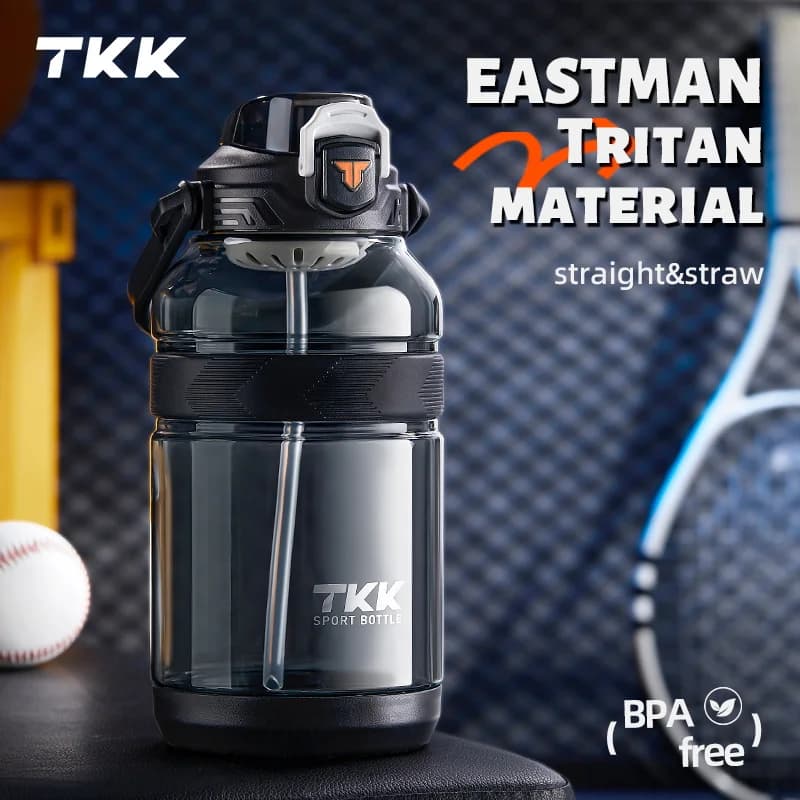 TKK 1.2L/2L BPA-Free Activités de plein air Bouteille d'eau de sport étanche, poignée antidérapante - Parfait pour la salle de sport, le yoga, les