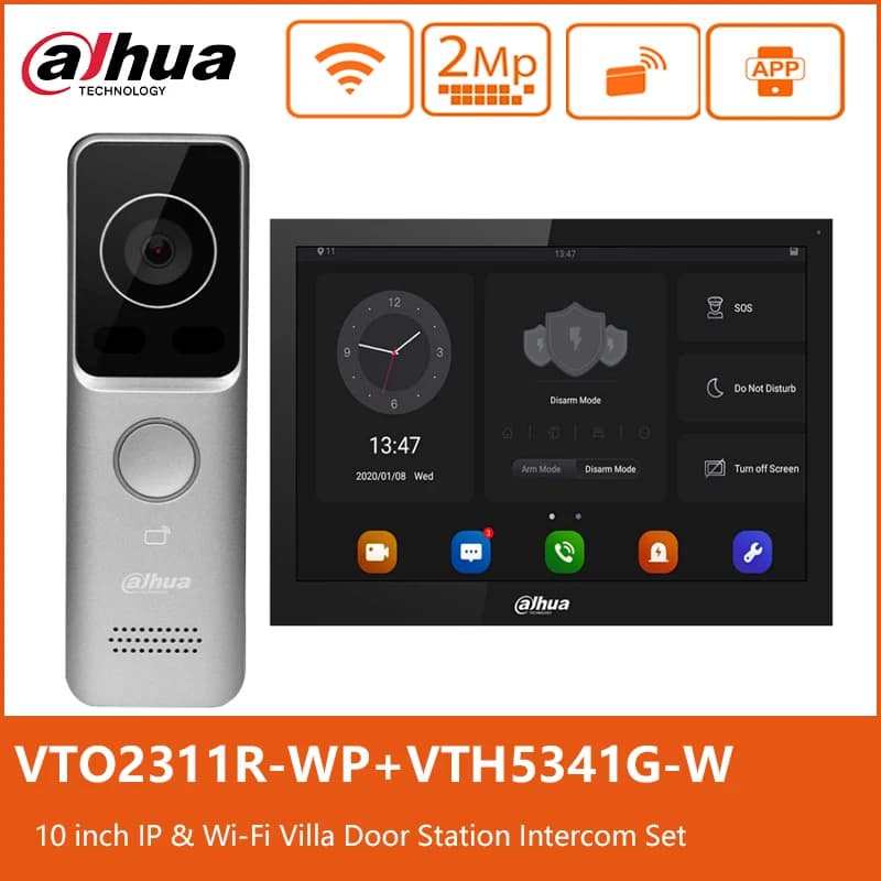 Nunua-Kit d'interphone vidéo Wi-Fi PoE, 1080P, moniteur tactile 10 pouces, interphone vidéo sans fil, sonnette VTO2311R-WP station de VTH5341G-W