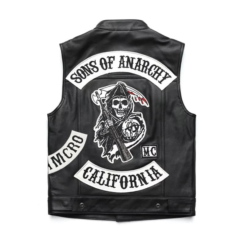 Hommes Moto printemps vestes SOA Punk noir Moto Gilet Sons of Anarchy cuir Moto Veste Gilet