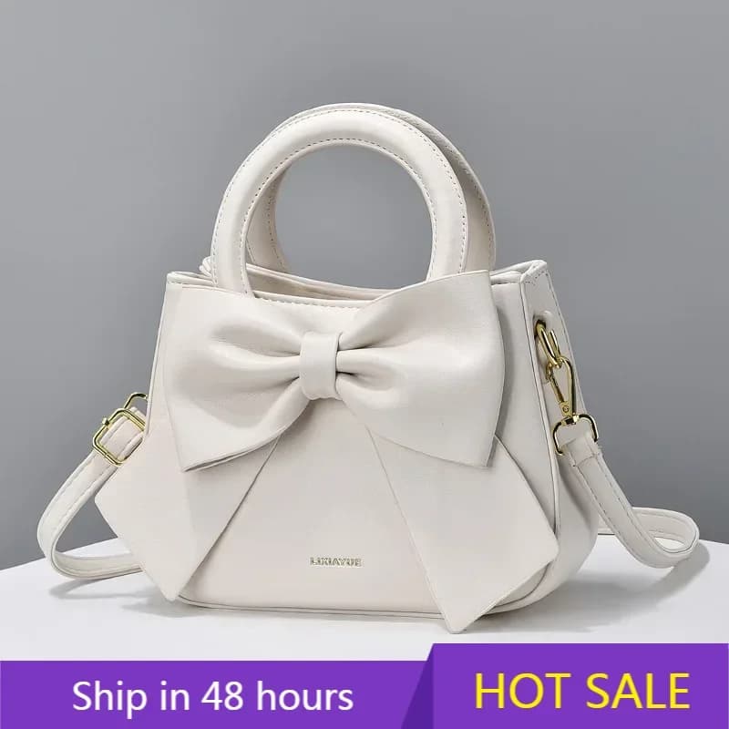 Sacs à main décontractés en PU avec nœud mignon pour femmes, sacs sous les bras, noir, blanc, bleu, nouvelle mode, chim03, initié