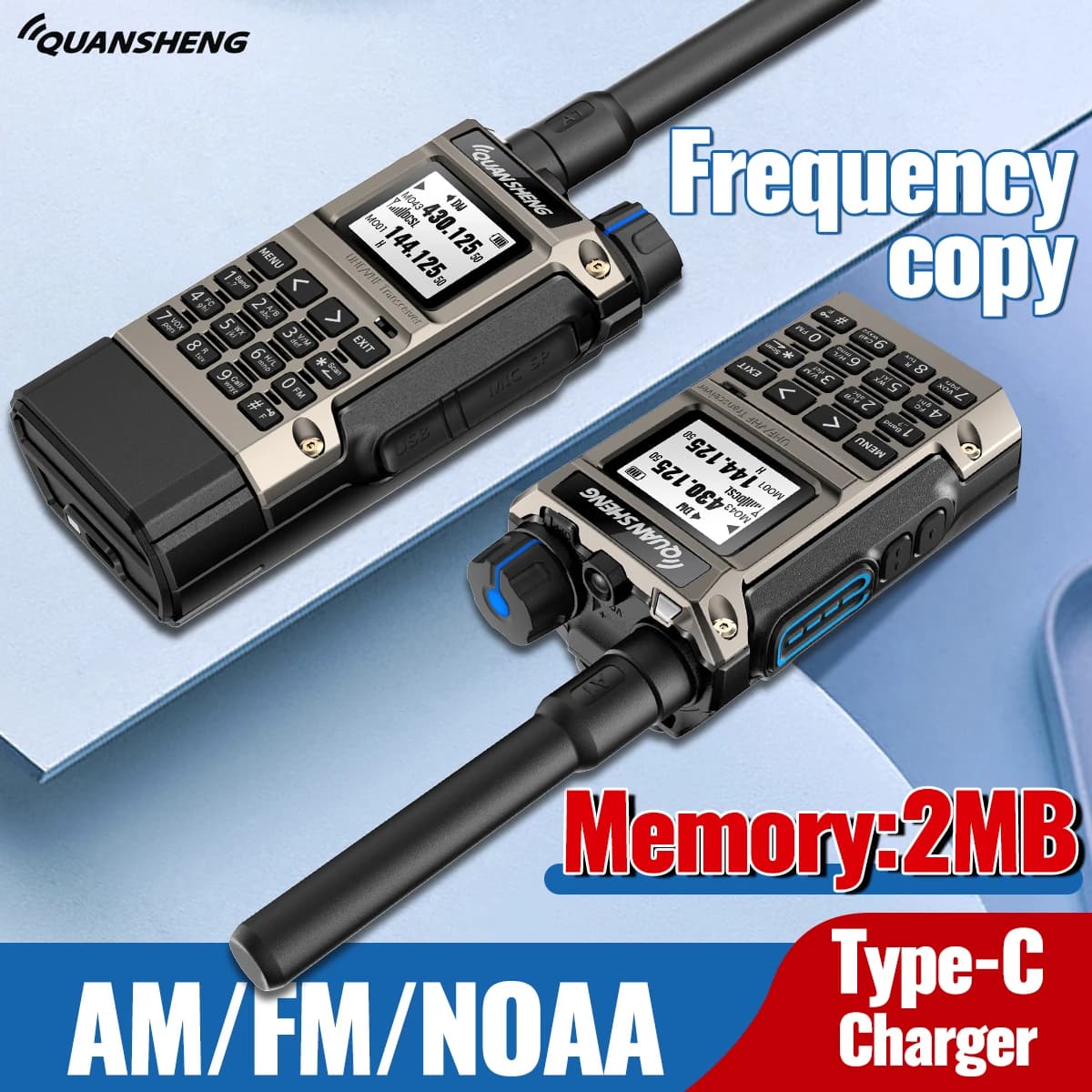 Radio de communication Quansheng UV K1 8 Mini Talkie-Walkie longue portée, mémoire 2 Mo, double bande VHF UHF FM AM, pour la chasse et le camping
