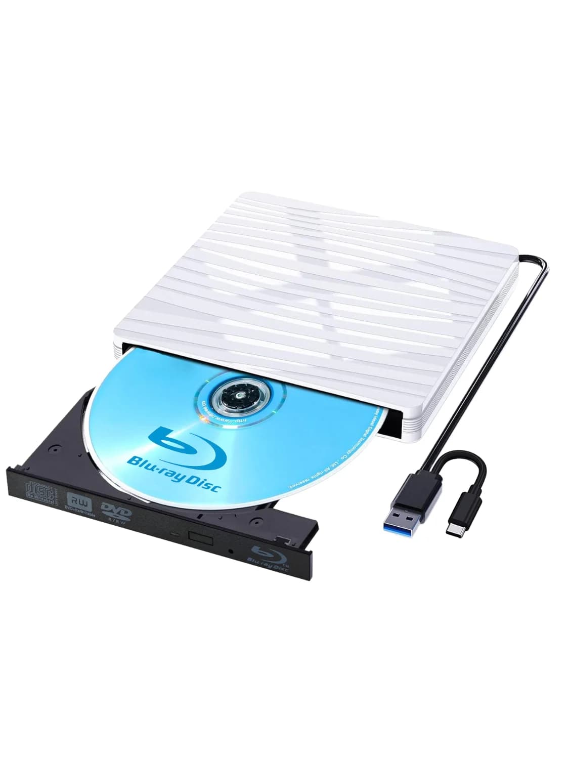 Lecteur Blu Ray externe, lecteur de graveur Blu-ray 3D USB 3.0 et type-c, lecteur optique DVD/CD/BD pour ordinateur portable et de bureau
