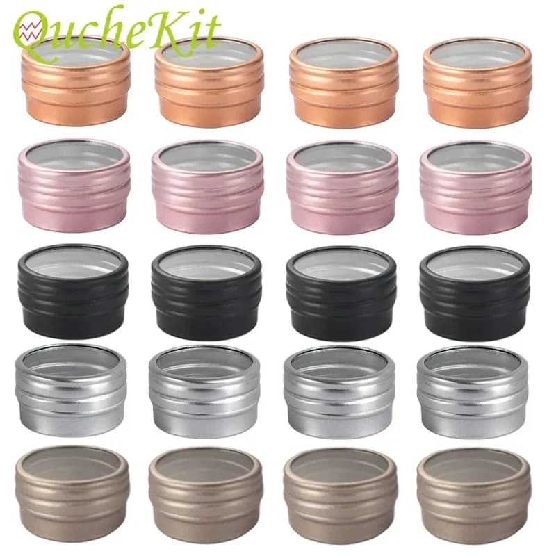 Pot vide en aluminium avec fenêtre transparente, 50 pièces, 10g, bougie ronde pour ongles, épices, crème pour le visage, conteneur, boîte de