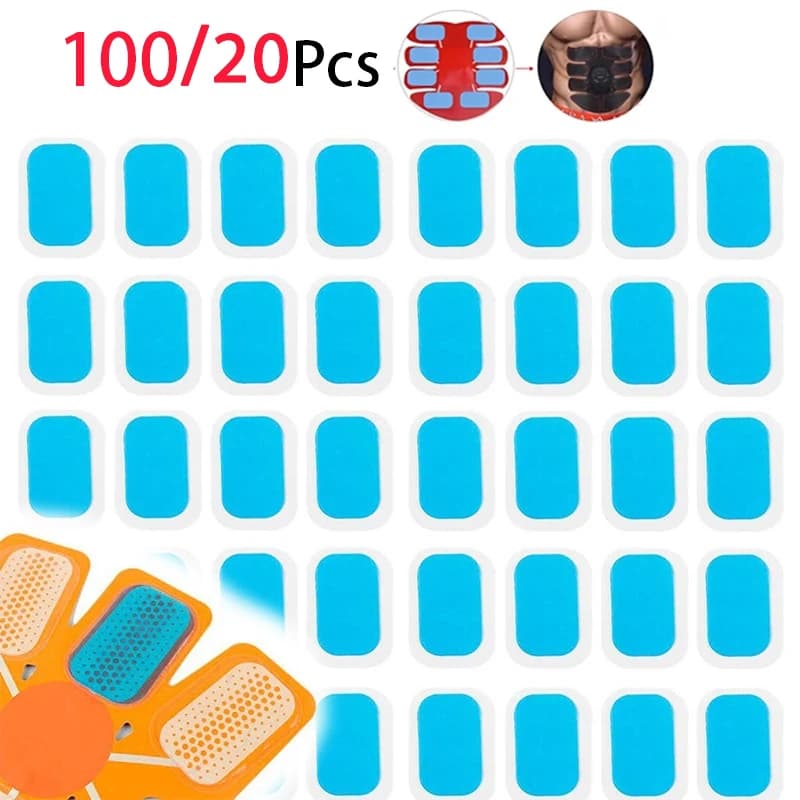 Coussinets de Gel Hydrogel de remplacement, 100/20 pièces, stimulateur musculaire Abdominal EMS, Patch de Gel ABS, Massage de l'abdomen, accessoires