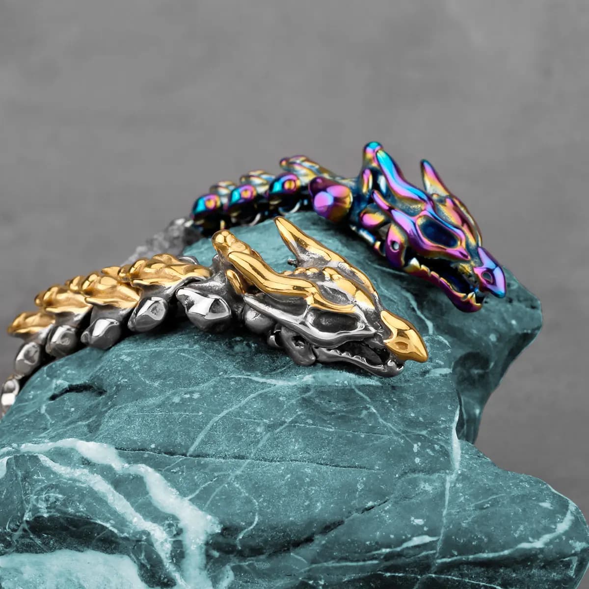 Bracelet Vintage Viking Ouroboros Hip Hop pour hommes, bijoux Punk de motard, ne se décolore jamais, en acier inoxydable, à la mode, vente en gros
