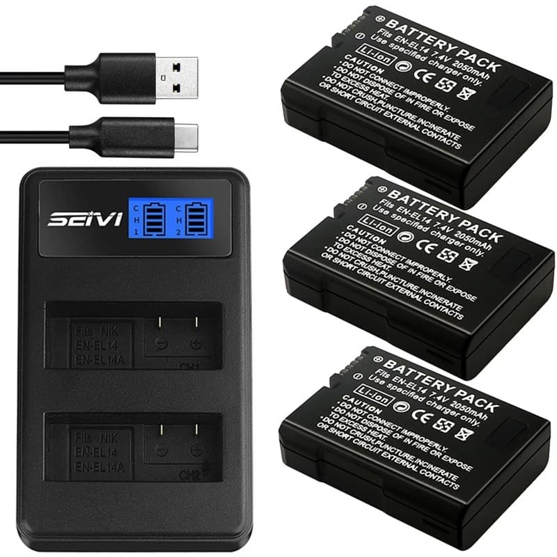 Batterie EN-EL14 EN-EL14A 2050MAH pour appareils photo Nikon D5600 D5200 D5300 D3100 D3200 D3300 D3400 D3500 Coolpix P7800 P7700 P7100