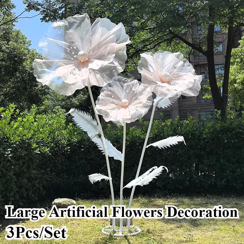 3 pièces grande taille fleurs artificielles scène de Mariage route plomb fleurs soie fleurs fenêtre affichage jardin décor à la maison Mariage
