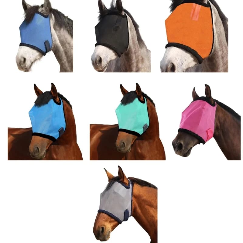 Masque anti-mouches pour chevaux, couvre-visage en Polyester respirant avec ouvertures d'oreilles pour l'entraînement en plein