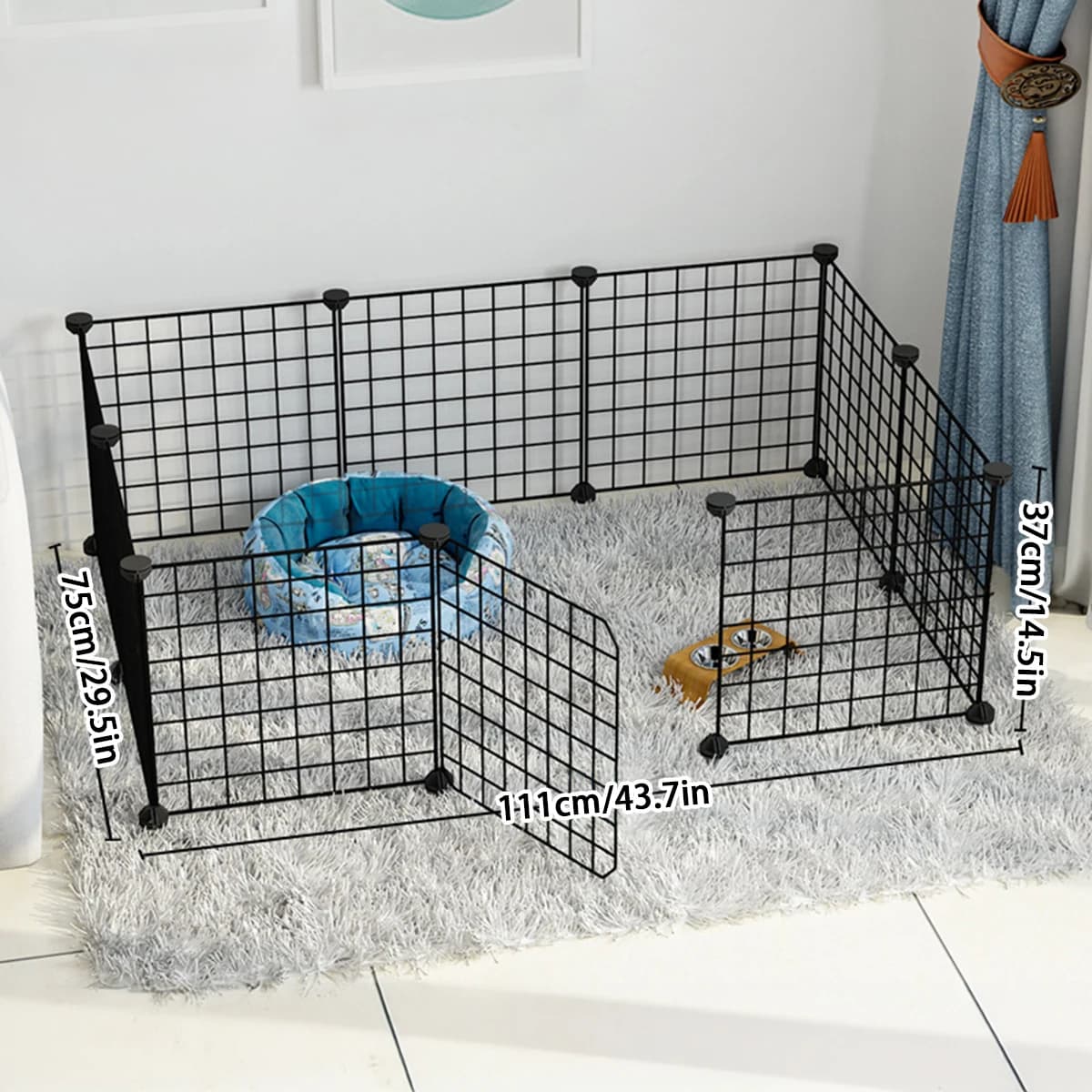 Cage pour chien, clôture en treillis métallique, barrière d'évasion intérieure pour animaux en peluche