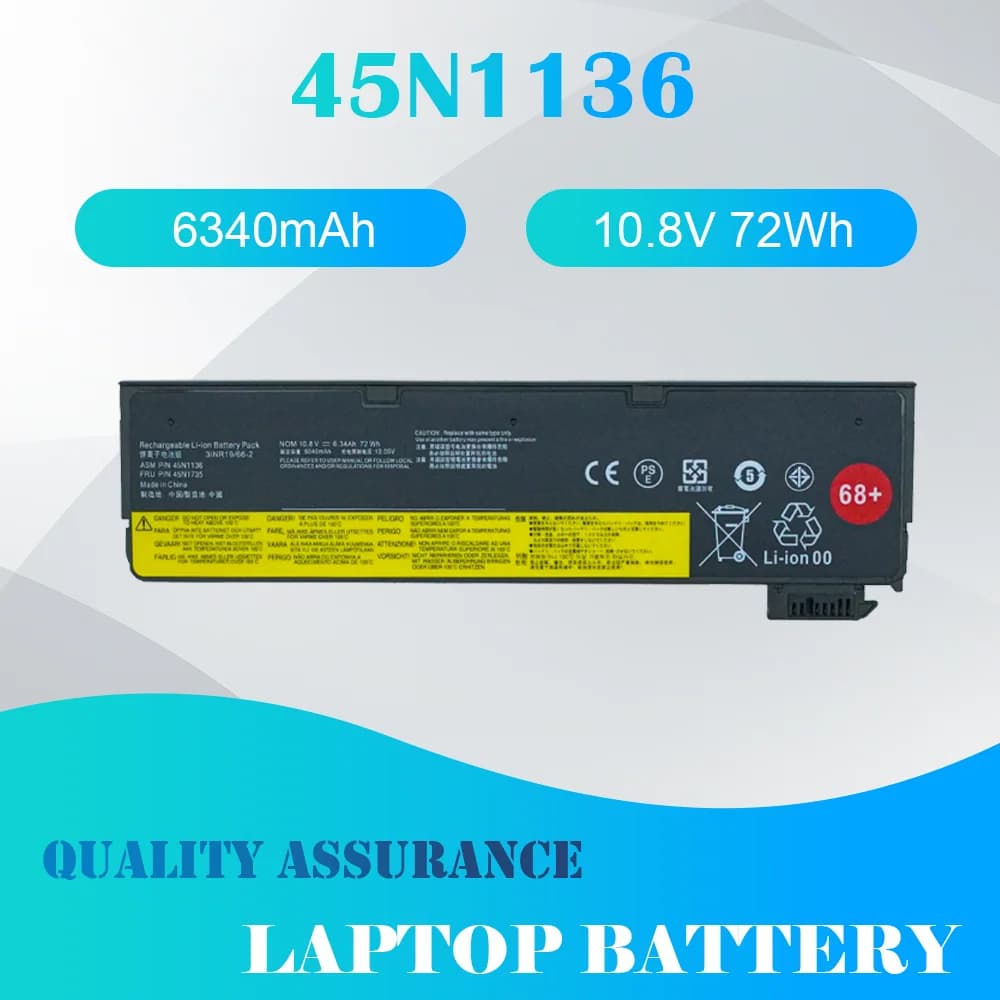 Batterie d'ordinateur portable 68 + 45N1136, pour Lenovo Thinkpad X270 X260 X240 X240S X250 T450 T470P T440S K2450 W550S 45N1738