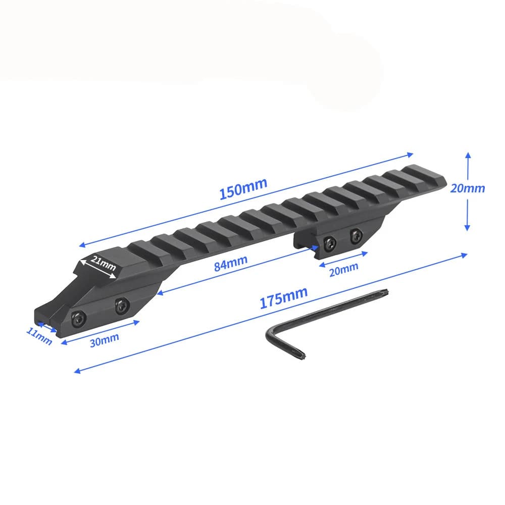 Convertisseur de rail tactique 11 mm Dovetail vers 20 mm Picatinny Weaver, bases rehausseuses pour montage de lunette de visée de fusil à air