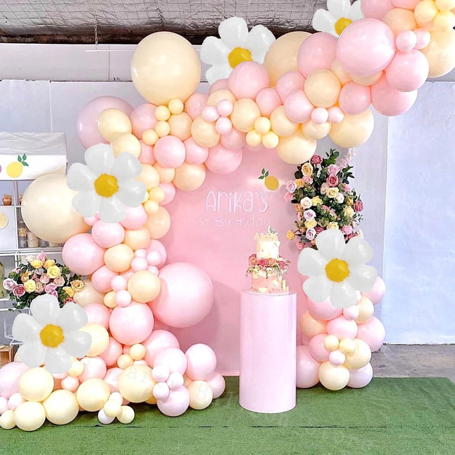 Guirlande de ballons marguerite en arc, Kit Macaron Pastel rose jaune Boho Groovy fête prénatale mariage anniversaire décorations tournesol