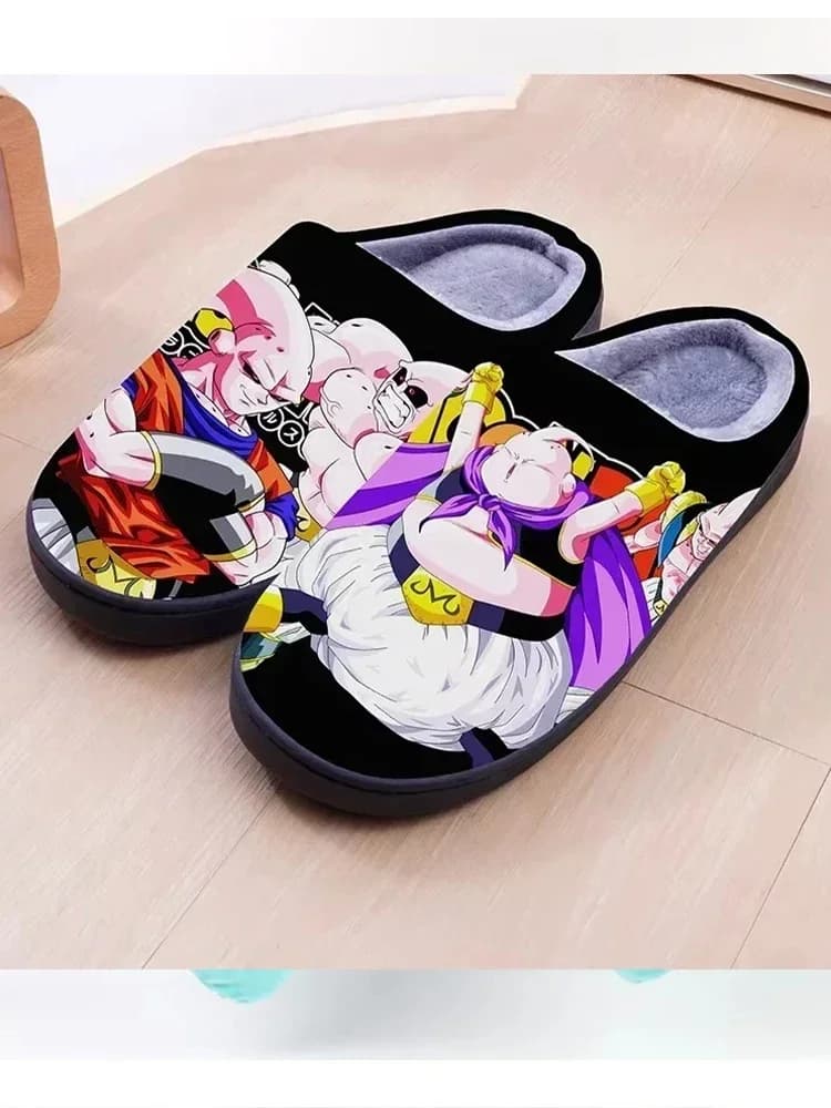 Pantoufles d'intérieur Dragon Ball Z Goku, doublure en peluche chaude, semelle antidérapante, confortables pour la maison et la chambre à coucher