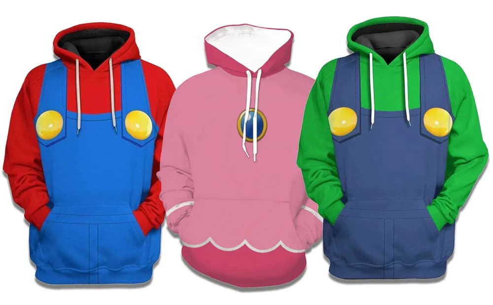 Sweat-shirt à capuche de dessin animé pour adultes, vêtements Mary, t-shirts Y-Tee Brothers, costume de cosplay d'Halloween, super mode, film, jeu