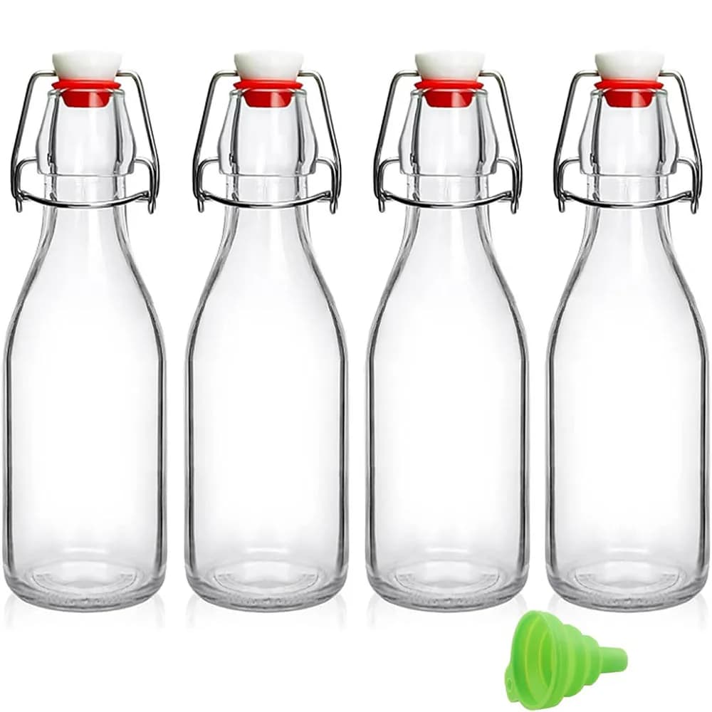 Bouteilles en verre à couvercle basculant 8,5 oz, bouteille en verre à couvercle hermétique pour la fermentation, la cidre, le coquito, le