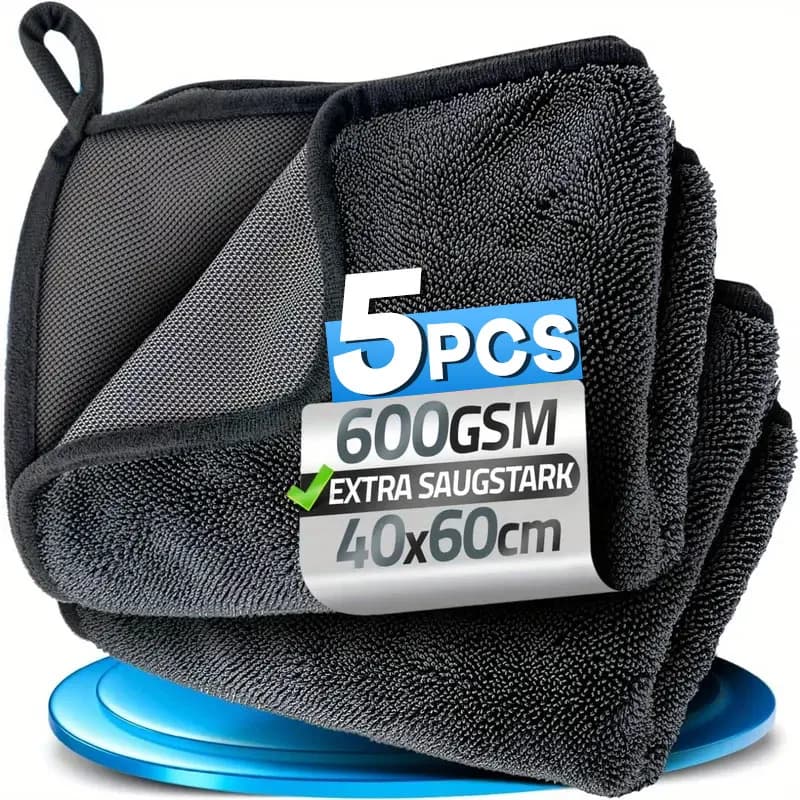 Serviettes de lavage de voiture 600GSM, serviette de lavage Premium pour soins de voiture, chiffon de séchage Ultra-absorbant, serviette de nettoyage