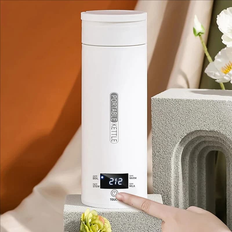 Bouteille thermos électrique avec affichage numérique LED, bouilloire de voyage en acier inoxydable, petite tasse, eau bouillante métropolitaine,