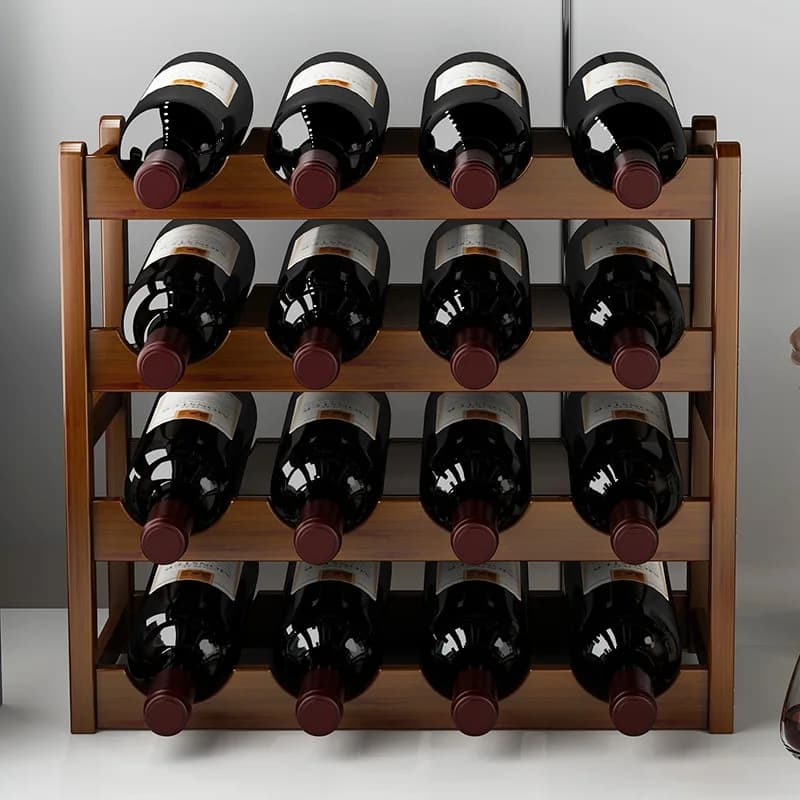 Présentoir à vin rouge en bambou, petit, simple, économique, pour bouteilles de vin, ornements, rangement en treillis pour armoire à vin
