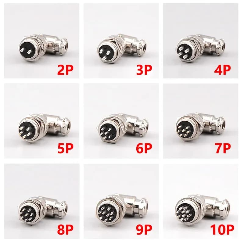GX16 M16-2 3 4 5 6 7 8 9 10 Broches 16mm Connecteur D'aviation Coude 90 Résistant À Angle Droit Femelle Prise Mâle Châssis Montage Prise