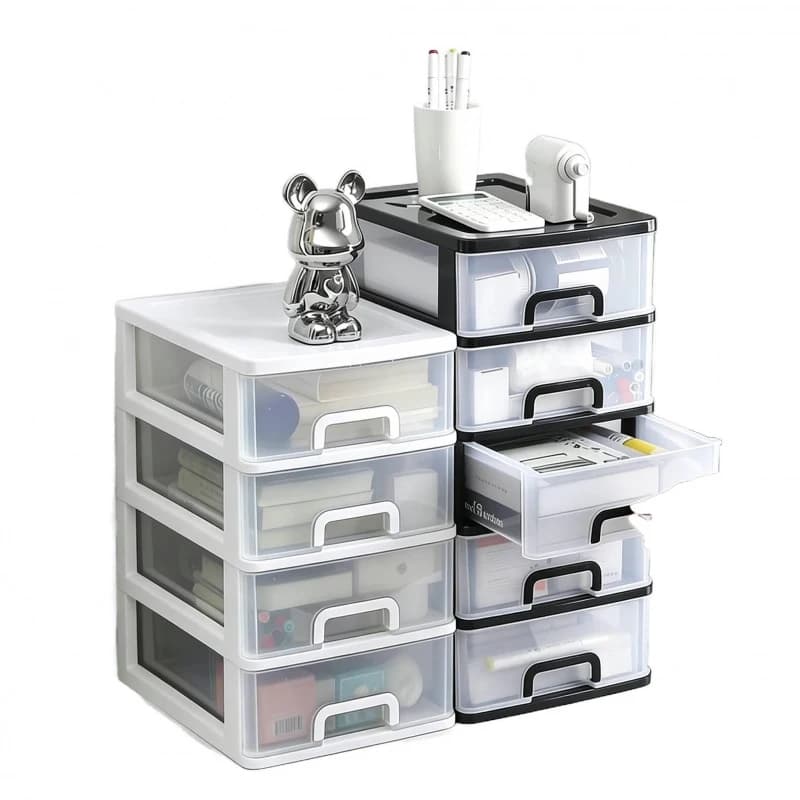Boîte de rangement de bureau à 2-4 niveaux avec tiroirs, armoire de rangement en plastique pour la papeterie et les fournitures de bureau à