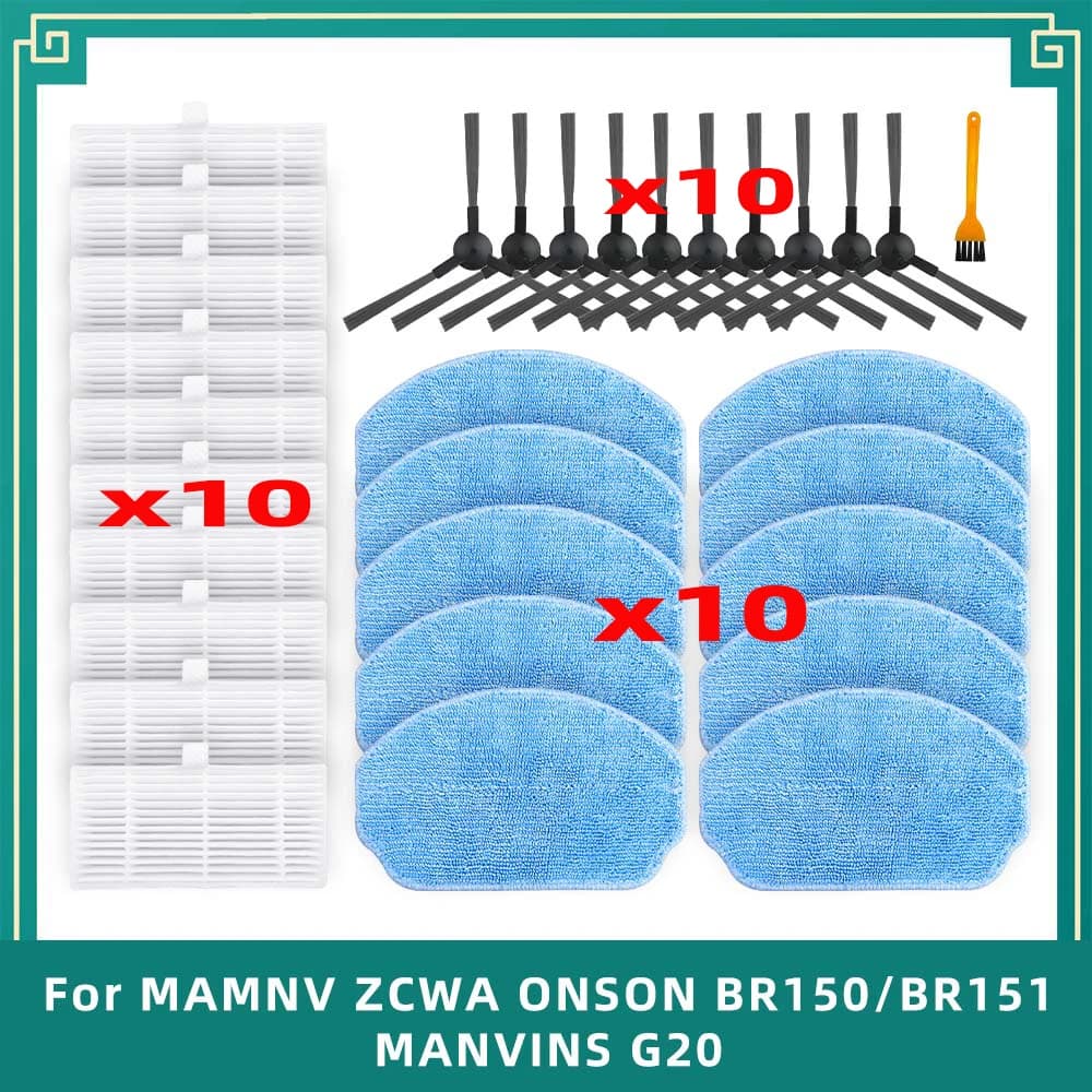 Brosse latérale Filtre de serpillière Compatible avec MAMNV ZCWA ONSON BR150 / BR151 MANVINS G20 / Cecotec Conga 999 Origin X-Treme Genesis Pièces