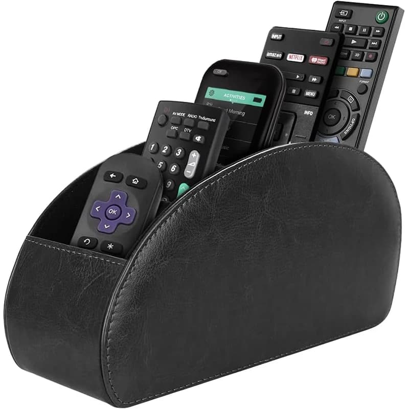 LMETJMA support de télécommande avec 5 compartiments en cuir PU TV télécommande caddie boîte de rangement organisateur plateau organiseur de