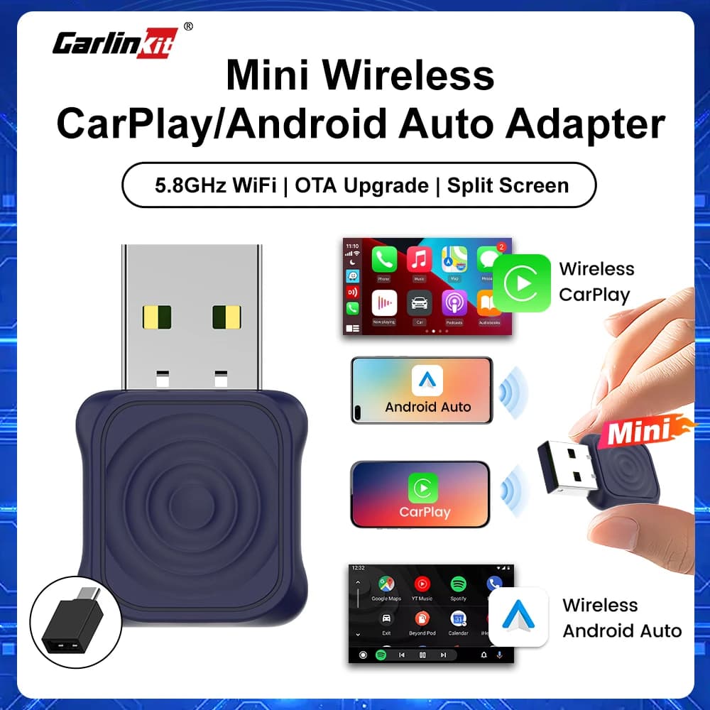CarlinKit 5.0 Mini adaptateur sans fil Ultra CarPlay 2 en 1 Wifi 5.8G Android Auto Dongle sans fil pour Spotify musique voiture OEM