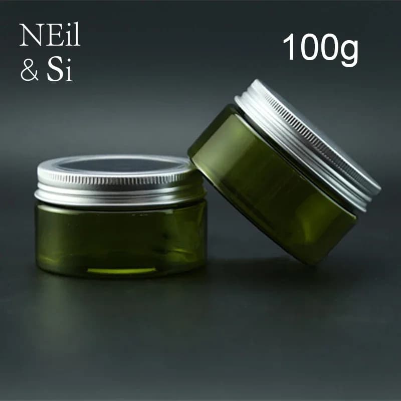 Pot vert en plastique avec bouchon en métal, crème, gratitude, sel de bain, emballage, gIslande corporel, récipient, cosmétiques, quotidien,