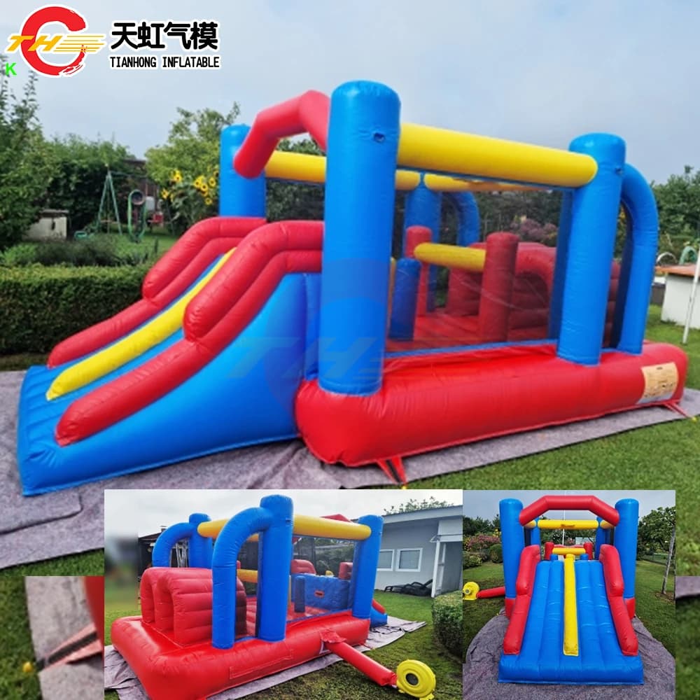 Livraison rapide 5.2x2.5m bâche en PVC videur gonflable bon marché château gonflable maison de rebond d'air jouets avec Obstacle coulissant