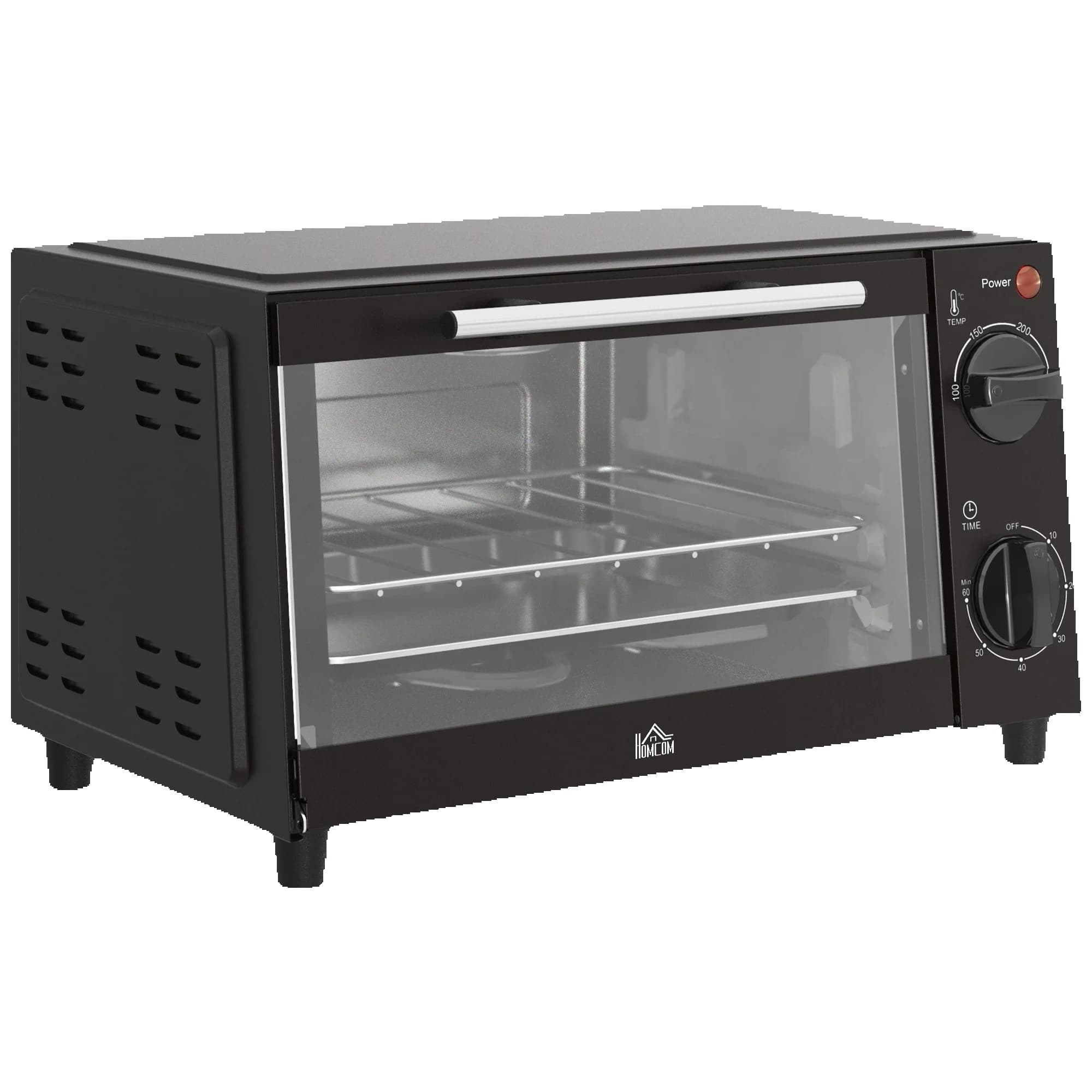 Homcom Mini Four Électrique 9L 50W avec Temporteur de Température Réglable Noir