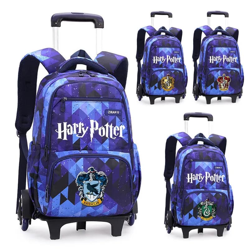 Sac à dos trolley Magic School Badge avec roulettes pour Potter, grande capacité, imperméable, pour ordinateur portable, idéal pour monter les