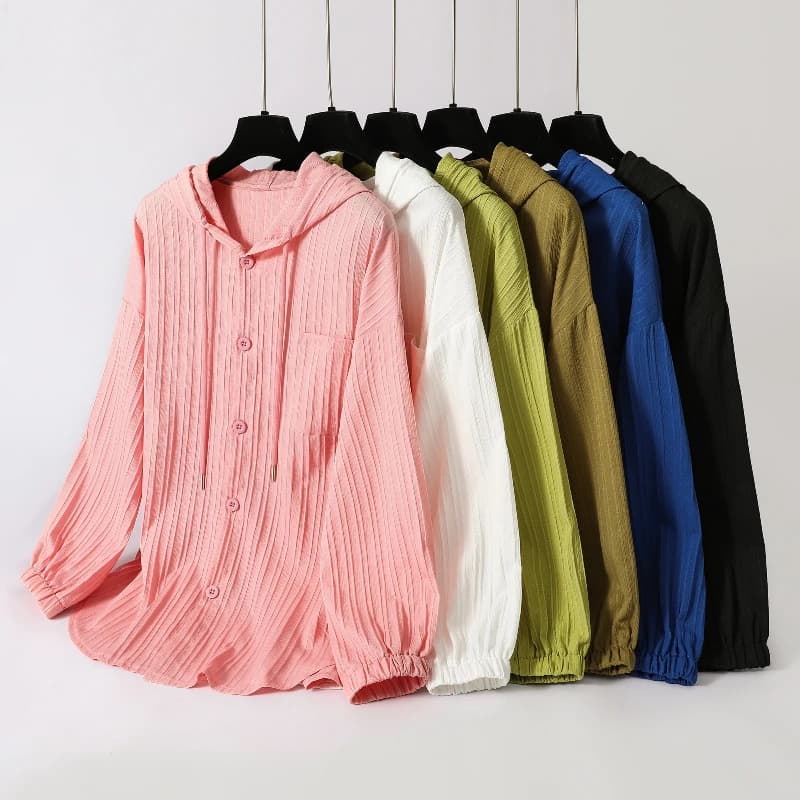 Chemise ample légère à manches longues pour femmes, à capuche, Protection solaire, chemisier polyvalent, rétro, décontracté, solide, nouvelle