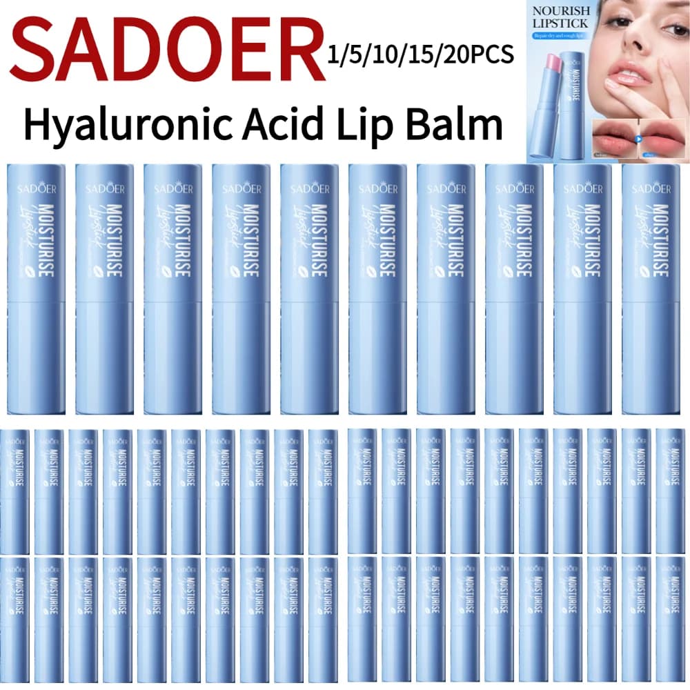 SADOER 1/5/10/15/20PCS Baume à lèvres à l'acide hyaluronique, hydratant longue durée, soin nourrissant et apaisant pour les lèvres sèches