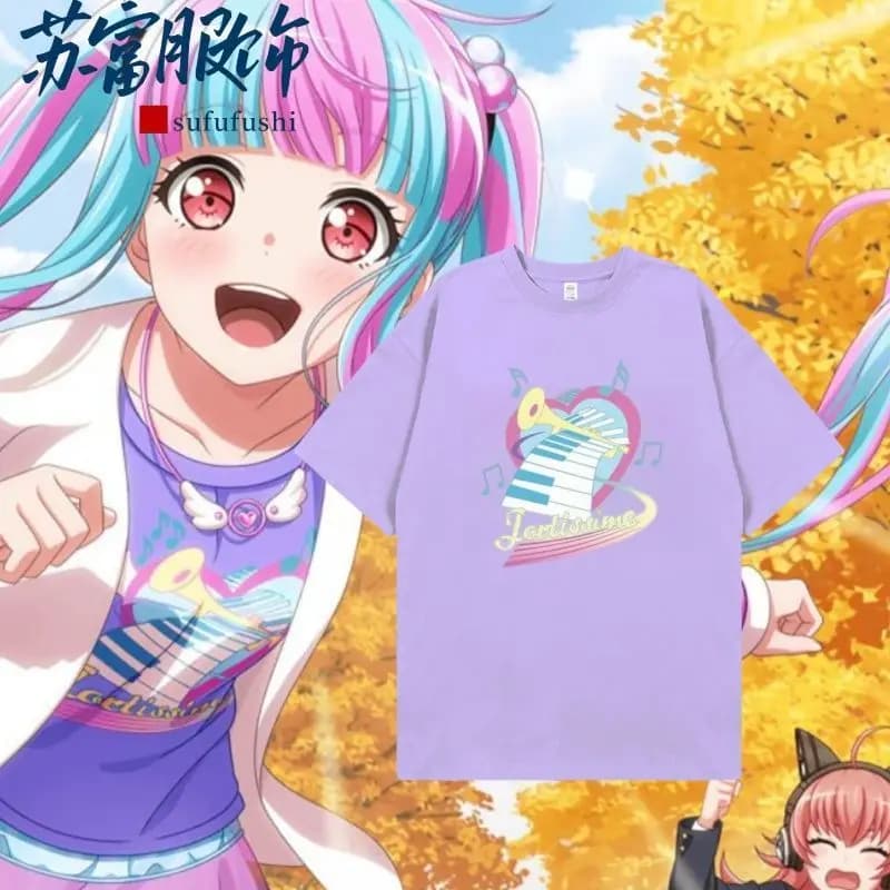 Jeu BanG Dream! T-shirt Nyubara Reona PAREO pour hommes et femmes, Costume de Cosplay Anime, Costume d'étudiant, T-shirt décontracté d'été à