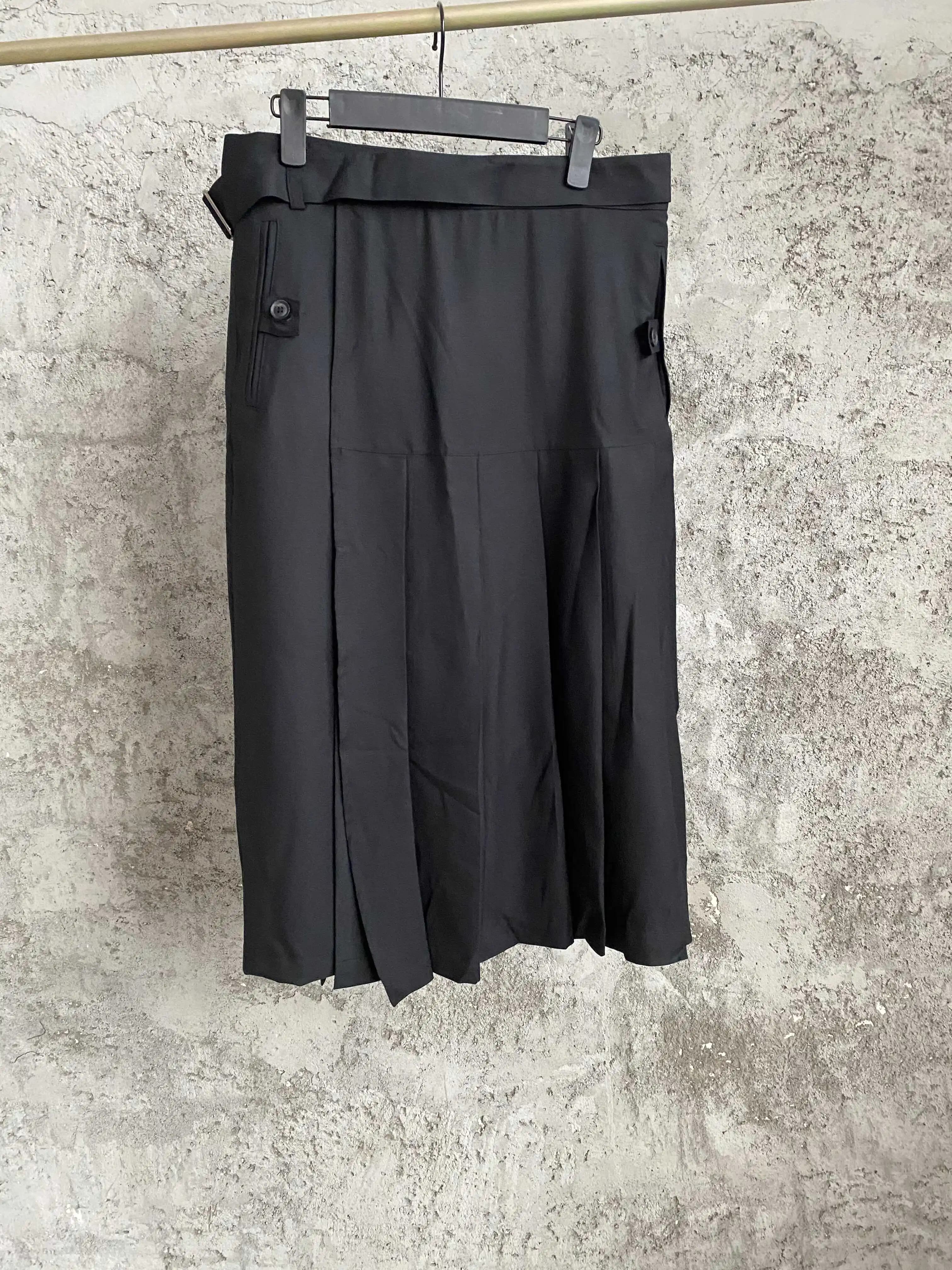 TOP-YAMAMOTO lin original personnalisé multi-boutons design polyvalent demi-longueur tablier jupe mi-longue pour hommes