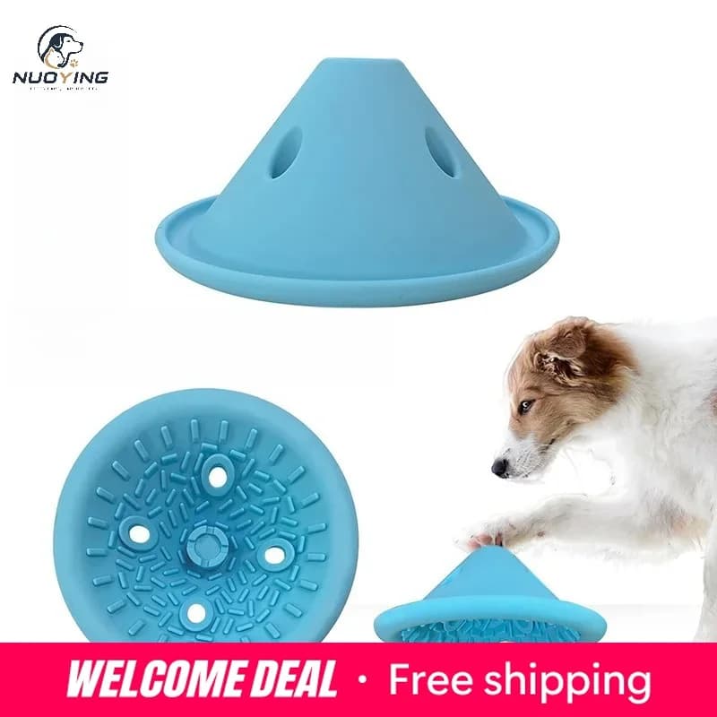 Bol d'alimentation interactif antidérapant en silicone pour animaux de compagnie, conception de tapis de léchage à alimentation lente avec trous