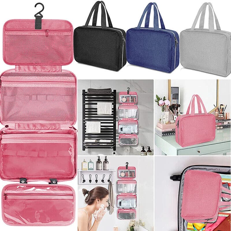 Trousse de toilette pliante étanche, sac à main de voyage, grande trousse de toilette, trousse de maquillage, trousse de rangement pour rasoir,