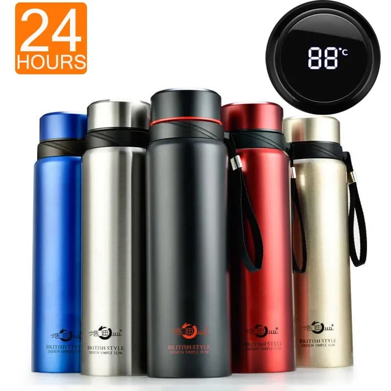 Thermos portable de voyage pour bouteille d'eau bouteille thermos de grande capacité 1 litre isolé flacon à vide gobelet tasse thermique 1500ml