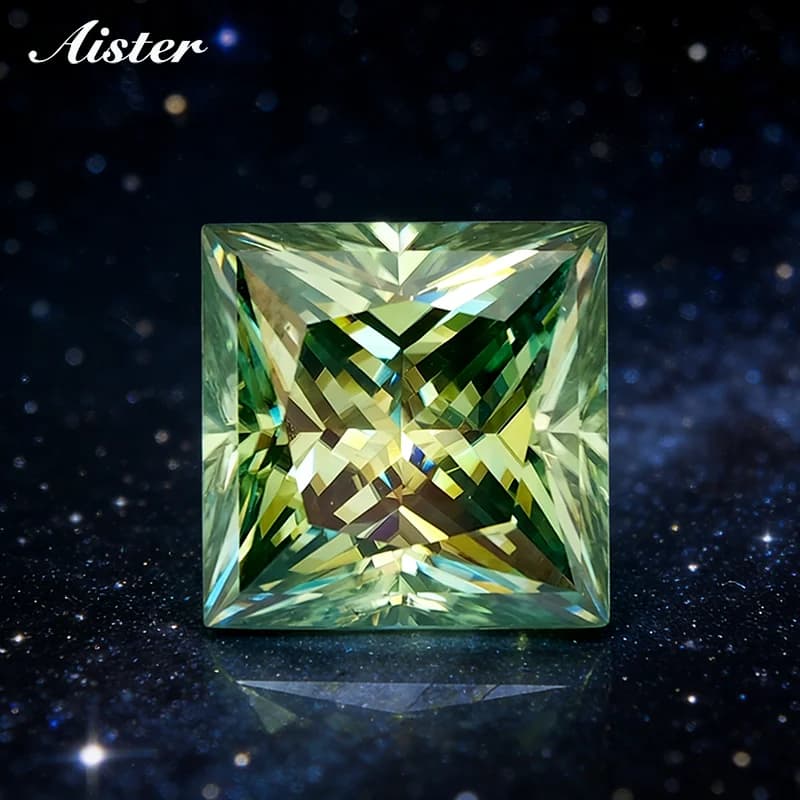 Testeur de diamants réussi VVS1, pierres Moissanite coupe princesse verte, avec rapport GRA, nouveau