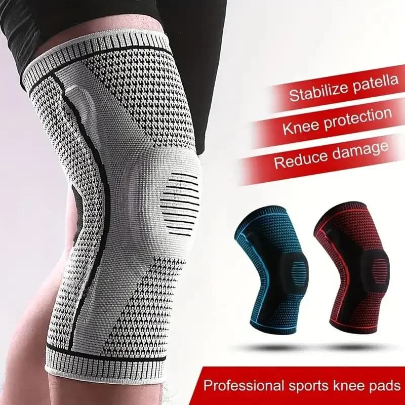 Genouillère antidérapante avec stabilisateurs de coussinets de Gel rotulien, manchon de Compression confortable pour l'arthrite et le sport, 1