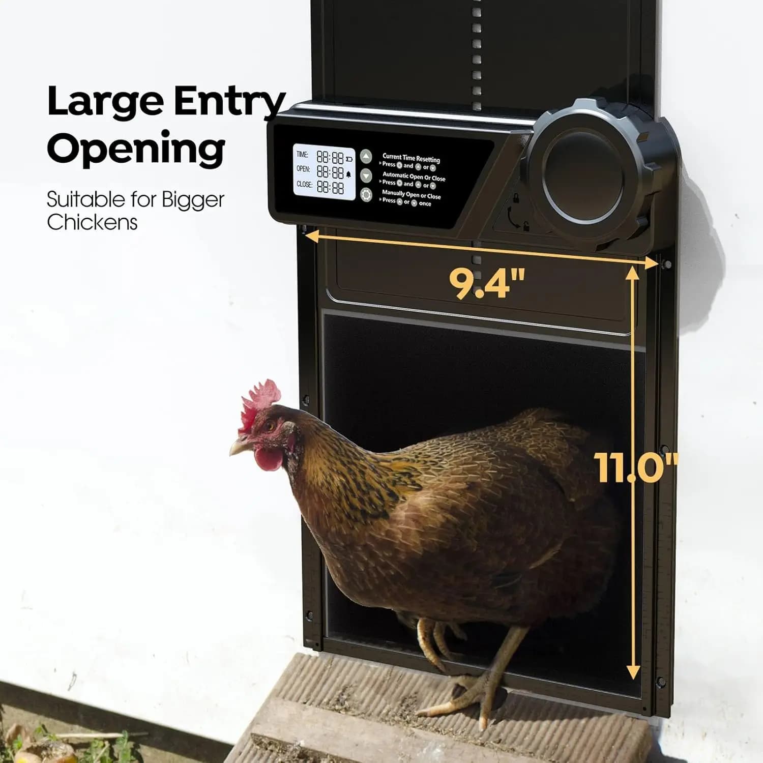 Porte automatique de poulailler, nouvelle porte automatique de poulailler avec écran LCD de minuterie, porte de poulailler Anti-pincement