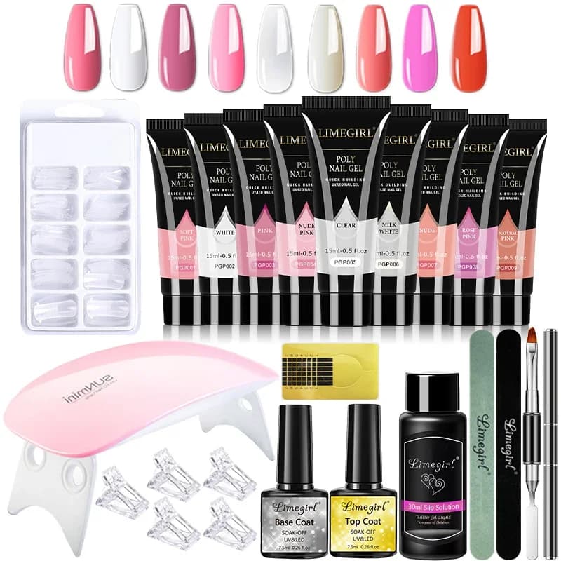 Kit de manucure complet avec lampe LED 6W, gel pour ongles, extension rapide semi-continue, N64.Kit d'outils