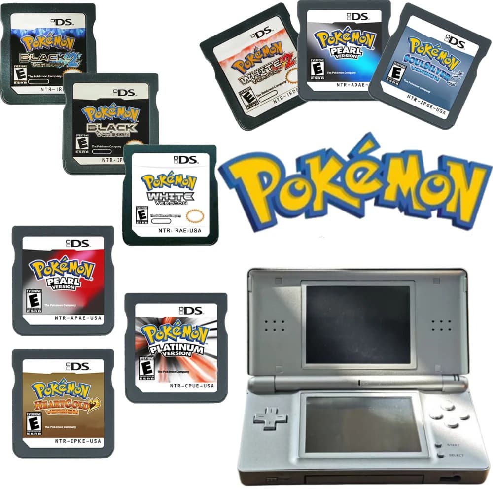 # # Carte de jeu Pokemon NDS 3DS 2DS DS, carte de jeu SoulSilver HeartGold Platinum, carte de jeu Pokemon noire, collection, loisirs, cadeaux