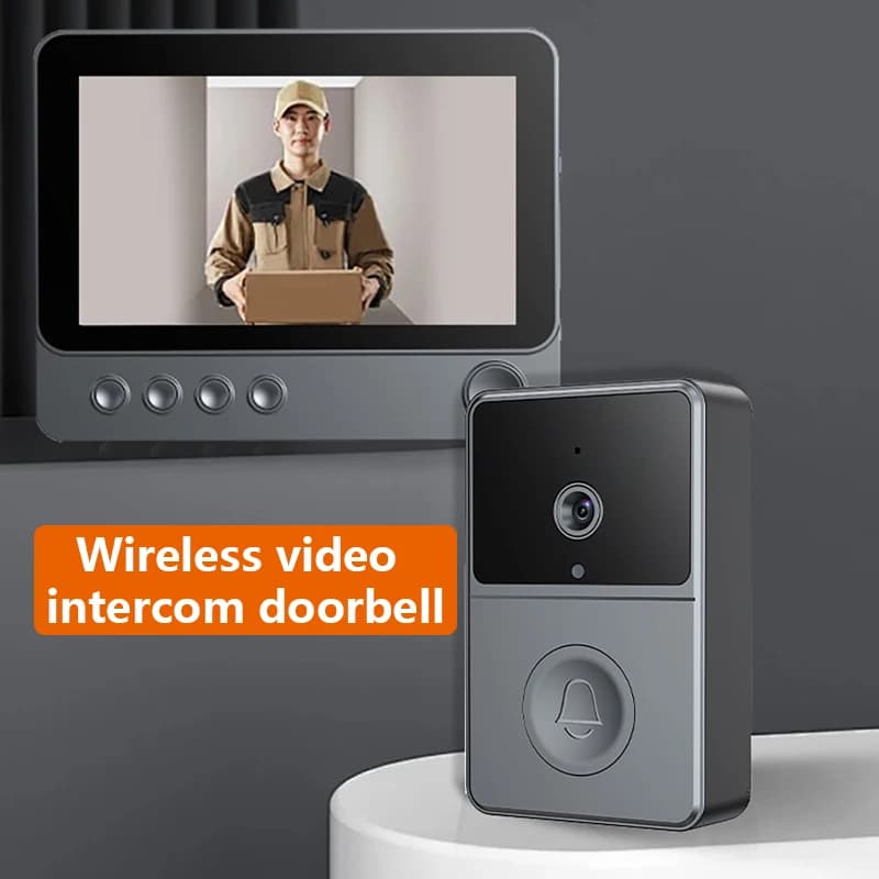 Sonnette d'interphone vidéo sans fil 2.4G, avec écran de 4.3 pouces, enregistrement automatique des photos, interphone bidirectionnel, surveillance