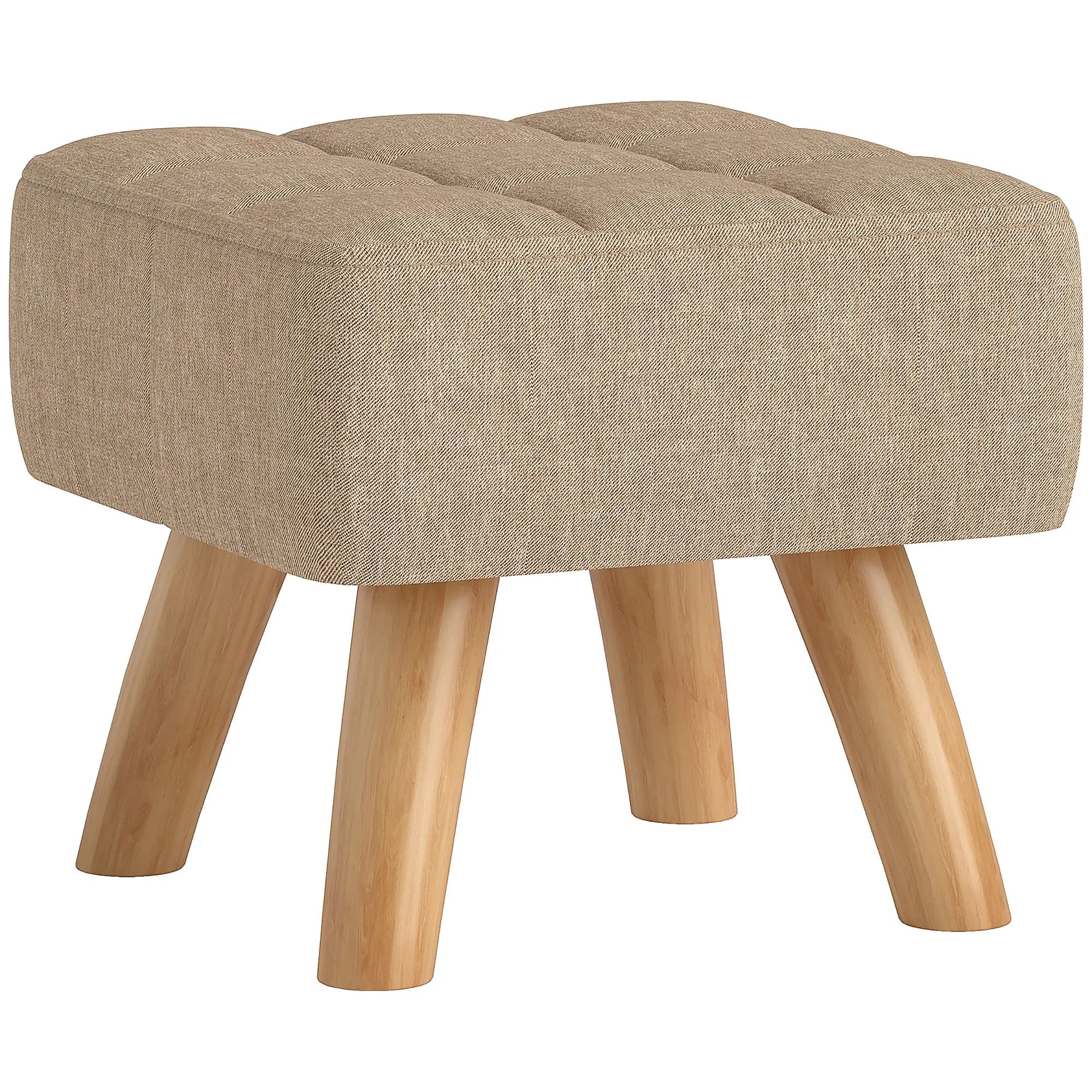 HOMCOM Repose pied salon, ottoman, siège rembourré en tissu, avec pieds en bois, pouf salon, pour chambre à coucher, entrée, 27