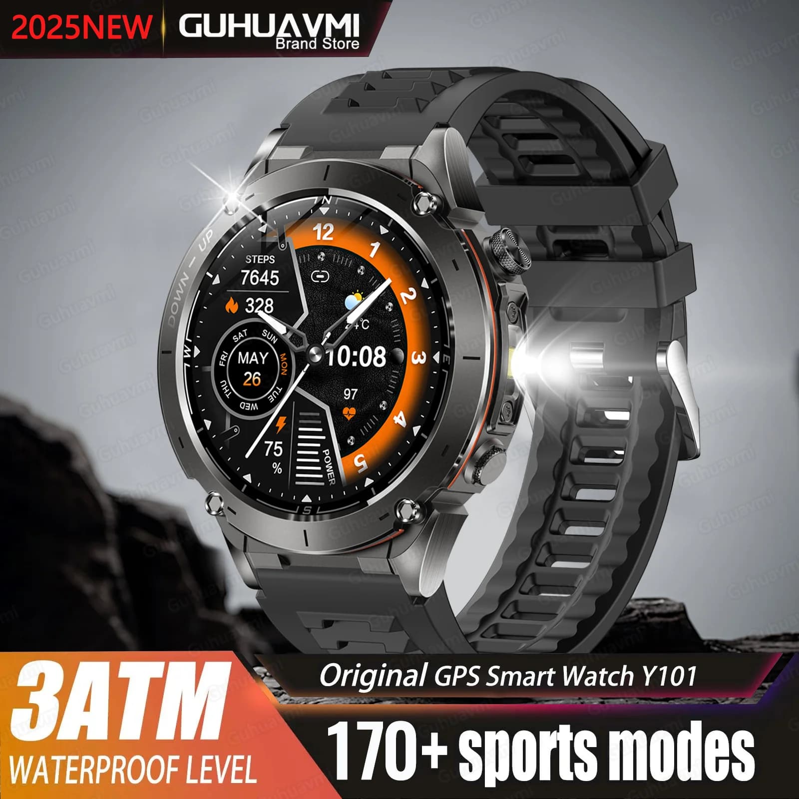2025 Original GPS montre intelligente hommes 1.43 ''AMOLED HD écran boussole BT appel 3ATM étanche natation 730 mAh sport Fitness Smartwatch