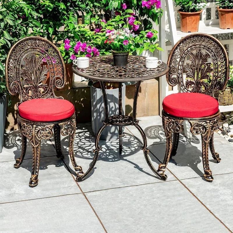 En fonte d'aluminium, extérieur, tables et chaises, cour, combinaison, extérieur, balcon, jardin, fer forgé, terrasse, plan de toit, leisu