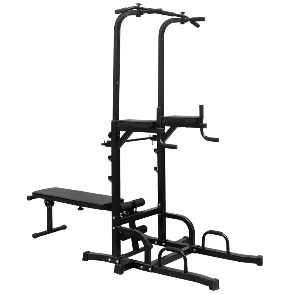 Tour de musculation multifonction à hauteur réglable avec barre de traction, station d'entraînement et banc de musculation stable pour la maison